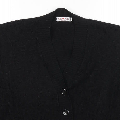 Choice Womens Black V-Neck Acrylic Cardigan Jumper Size L