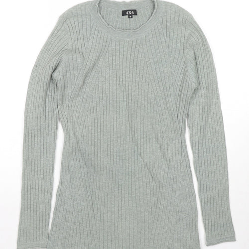 4X4 Womens Green Round Neck Viscose Pullover Jumper Size M