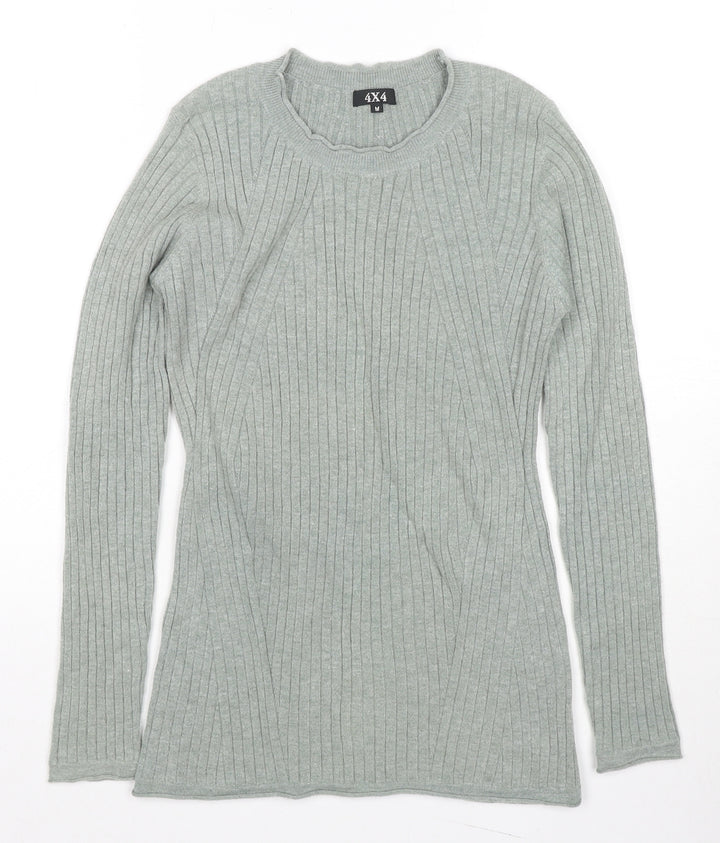 4X4 Womens Green Round Neck Viscose Pullover Jumper Size M