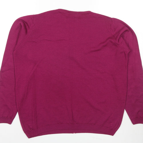 EWM Womens Purple V-Neck Wool Pullover Jumper Size 18 - Size 18-20