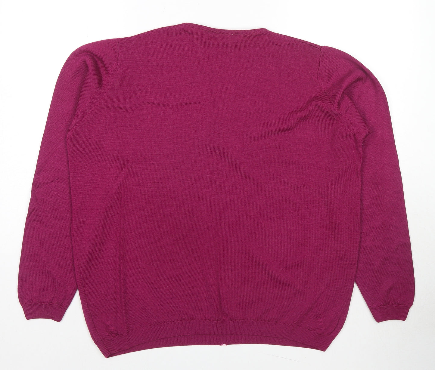 EWM Womens Purple V-Neck Wool Pullover Jumper Size 18 - Size 18-20