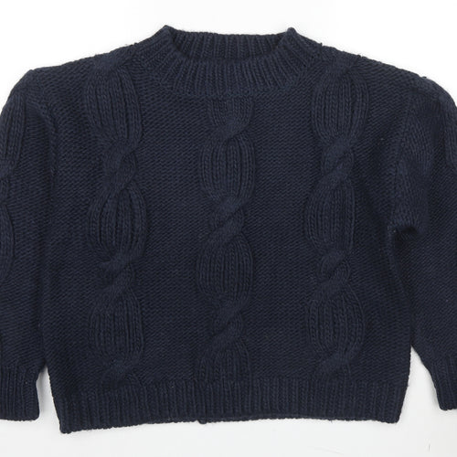 Nakd Womens Blue Round Neck Acrylic Pullover Jumper Size L - Size L/XL
