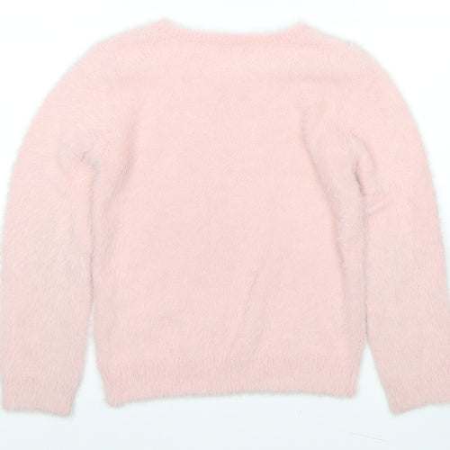 John Lewis Girls Pink Round Neck Nylon Pullover Jumper Size 6 Years Pullover