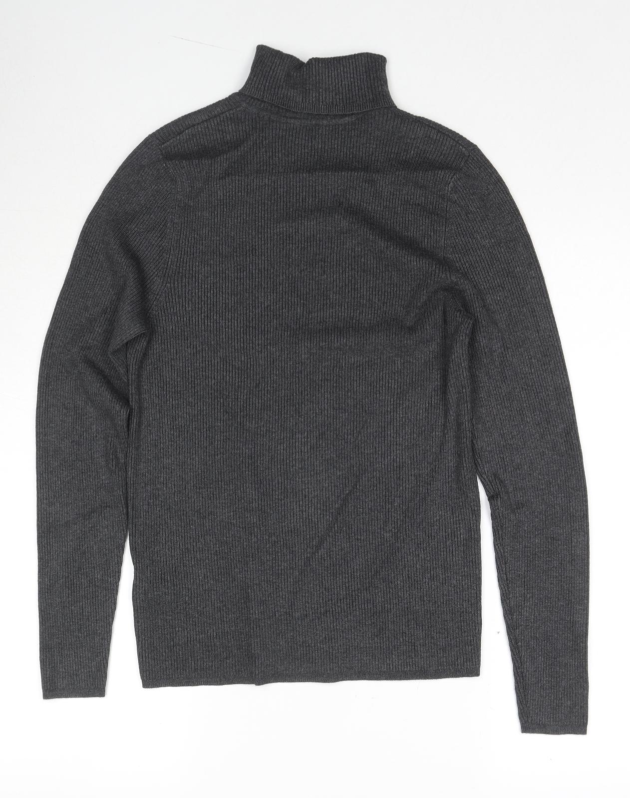 Marks and Spencer Womens Grey Roll Neck Viscose Pullover Jumper Size 16
