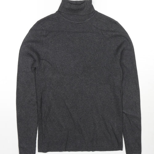 Marks and Spencer Womens Grey Roll Neck Viscose Pullover Jumper Size 16