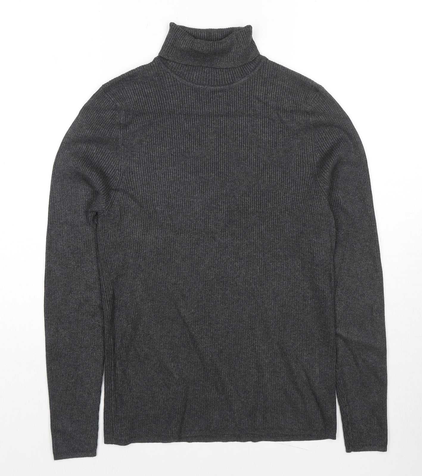 Marks and Spencer Womens Grey Roll Neck Viscose Pullover Jumper Size 16
