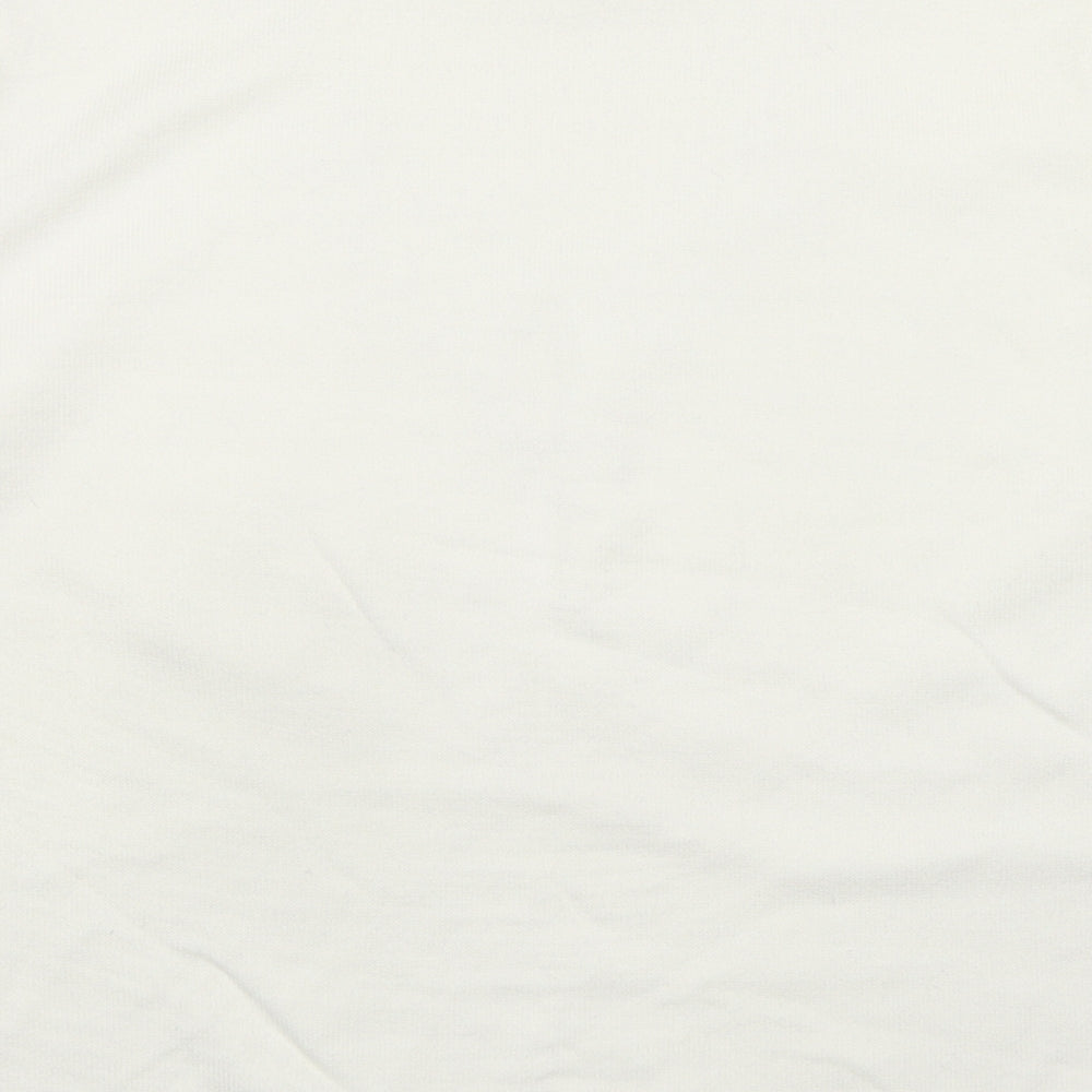 Bonmarché Womens White Round Neck Acrylic Pullover Jumper Size M - Beaded Detail