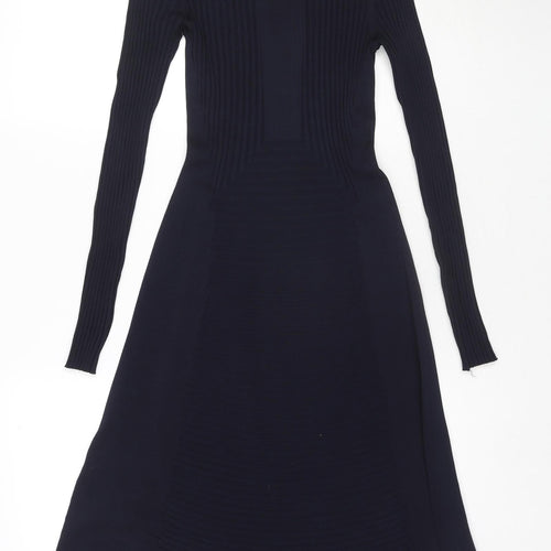 H&M Womens Blue Viscose Jumper Dress Size S Round Neck Pullover