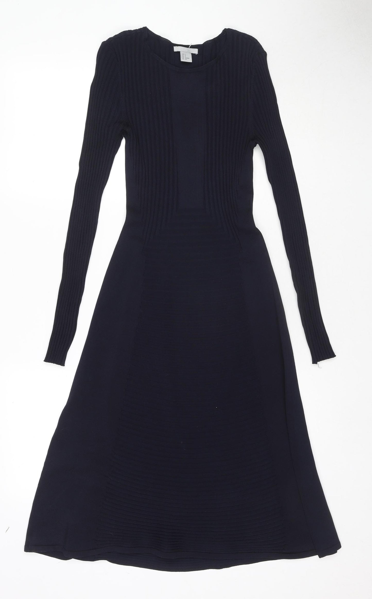 H&M Womens Blue Viscose Jumper Dress Size S Round Neck Pullover