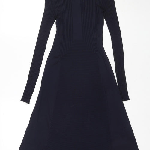 H&M Womens Blue Viscose Jumper Dress Size S Round Neck Pullover