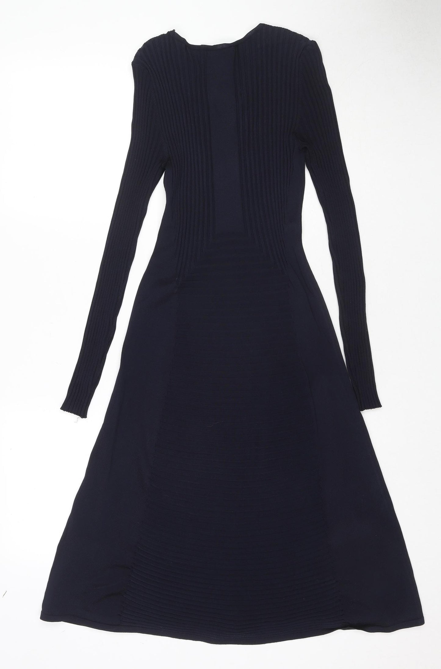 H&M Womens Blue Viscose Jumper Dress Size S Round Neck Pullover