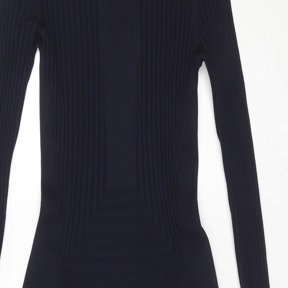 H&M Womens Blue Viscose Jumper Dress Size S Round Neck Pullover