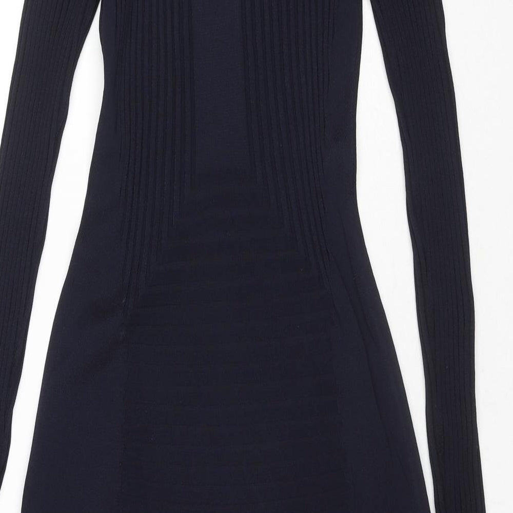 H&M Womens Blue Viscose Jumper Dress Size S Round Neck Pullover