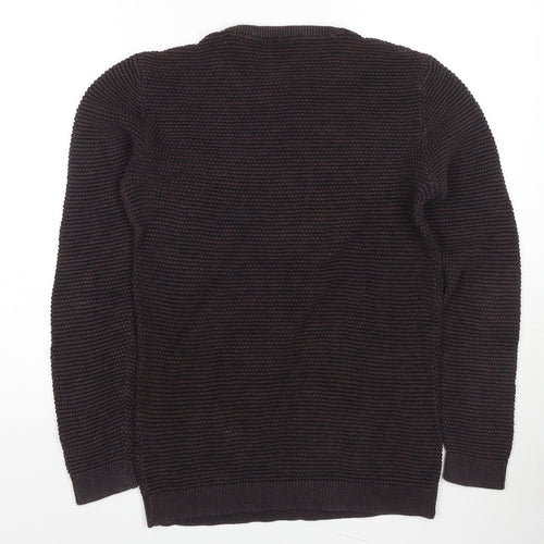 Selected Homme Mens Brown Round Neck Cotton Pullover Jumper Size S Long Sleeve