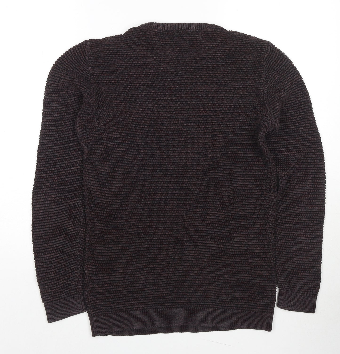 Selected Homme Mens Brown Round Neck Cotton Pullover Jumper Size S Long Sleeve