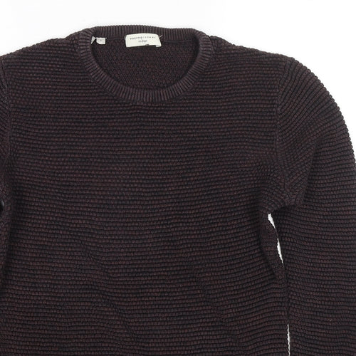 Selected Homme Mens Brown Round Neck Cotton Pullover Jumper Size S Long Sleeve