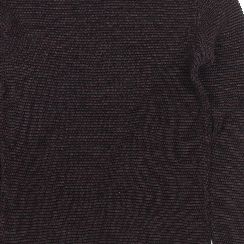Selected Homme Mens Brown Round Neck Cotton Pullover Jumper Size S Long Sleeve