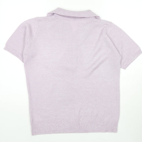 Damart Womens Purple Collared Acrylic Pullover Jumper Size 14 - Size 14-16