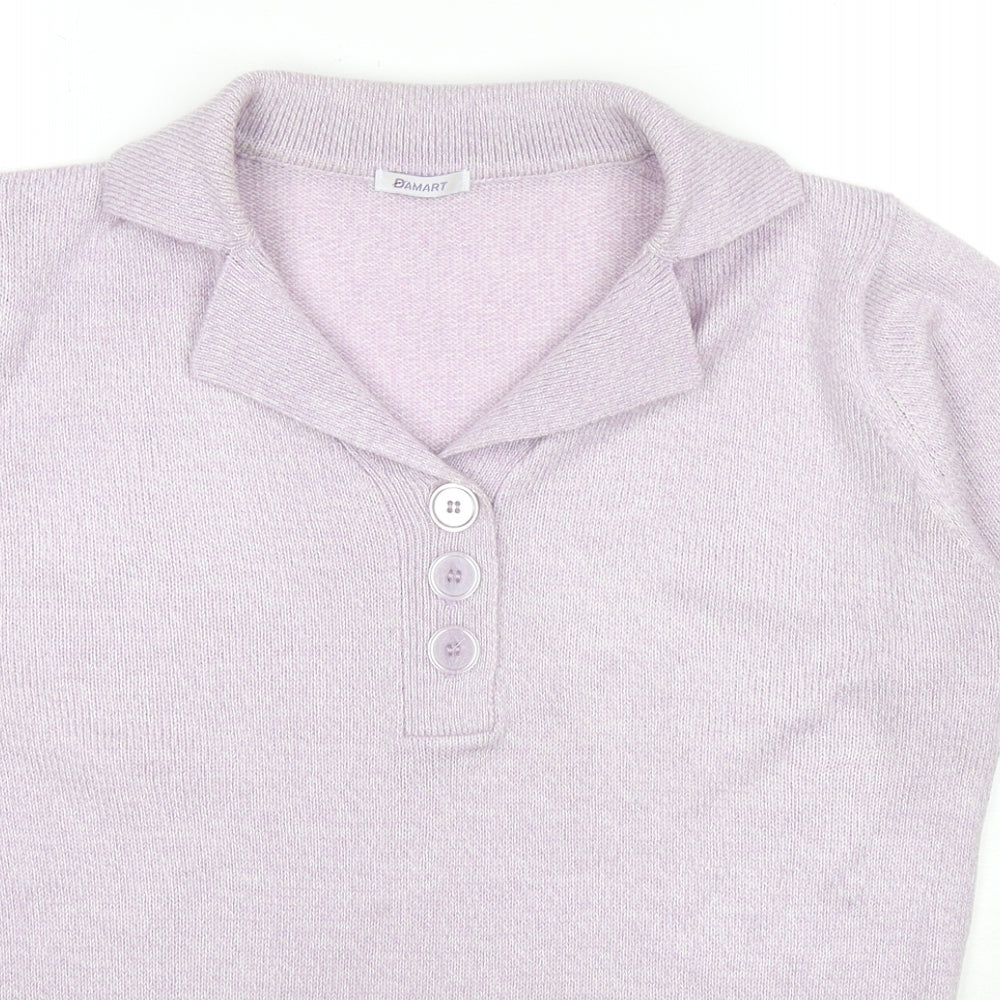 Damart Womens Purple Collared Acrylic Pullover Jumper Size 14 - Size 14-16