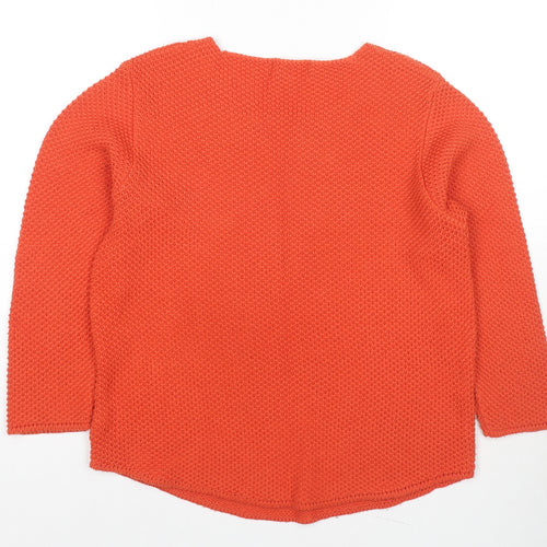 BASSINI Womens Orange Round Neck Acrylic Pullover Jumper Size L