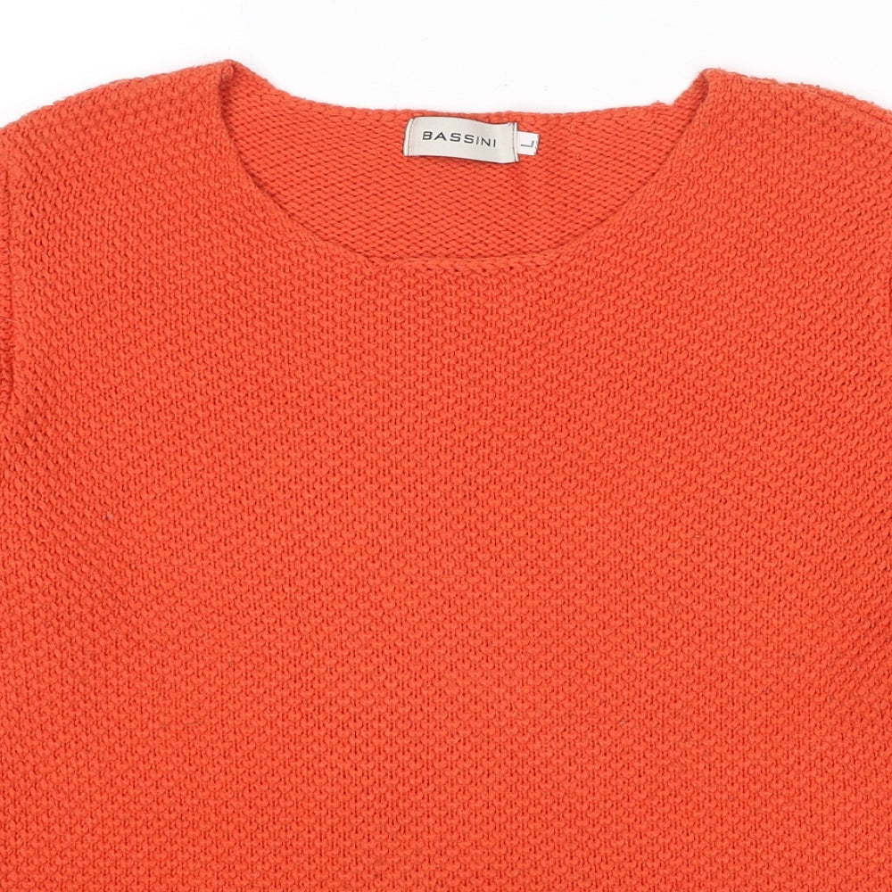 BASSINI Womens Orange Round Neck Acrylic Pullover Jumper Size L