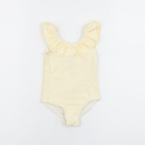 Marks and Spencer Girls Yellow Striped Polyester Bodysuit Outfit/Set Size 9-12 Months Pullover - Swimming Costume