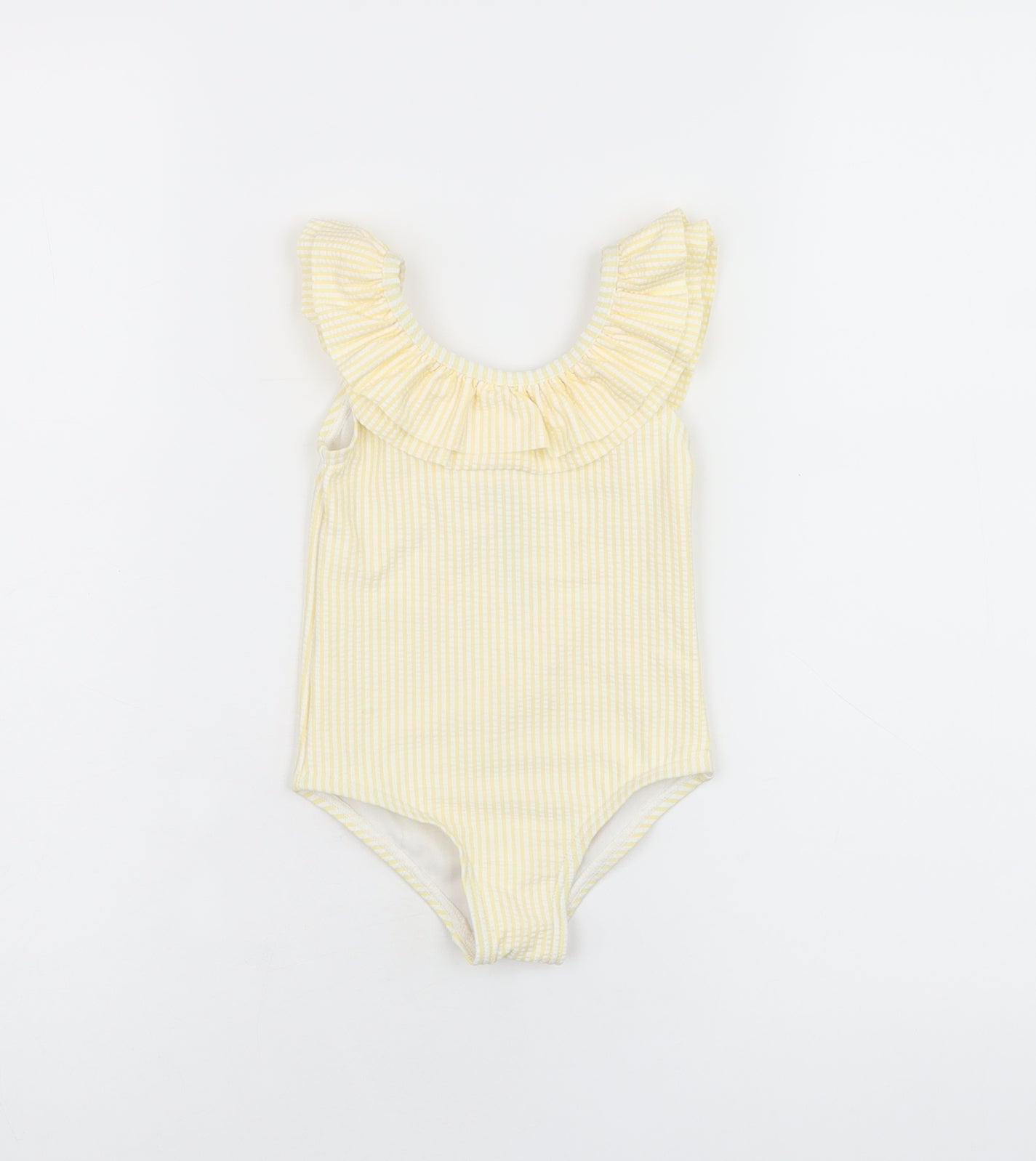 Marks and Spencer Girls Yellow Striped Polyester Bodysuit Outfit/Set Size 9-12 Months Pullover - Swimming Costume