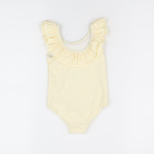 Marks and Spencer Girls Yellow Striped Polyester Bodysuit Outfit/Set Size 9-12 Months Pullover - Swimming Costume
