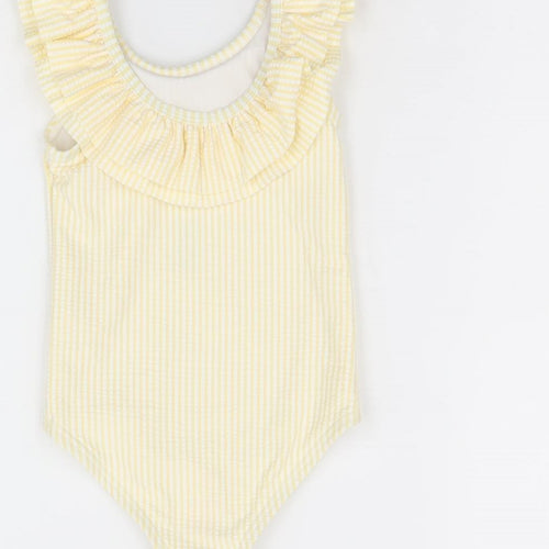 Marks and Spencer Girls Yellow Striped Polyester Bodysuit Outfit/Set Size 9-12 Months Pullover - Swimming Costume