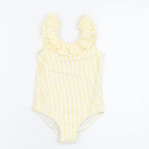 Marks and Spencer Girls Yellow Striped Polyester Bodysuit One-Piece Size 2-3 Years Pullover - Swimming Costume