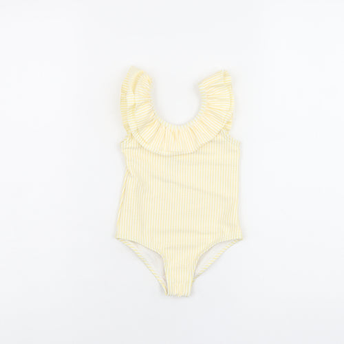 Marks and Spencer Girls Yellow Striped Polyester Bodysuit Outfit/Set Size 9-12 Months Pullover - Swimming Costume