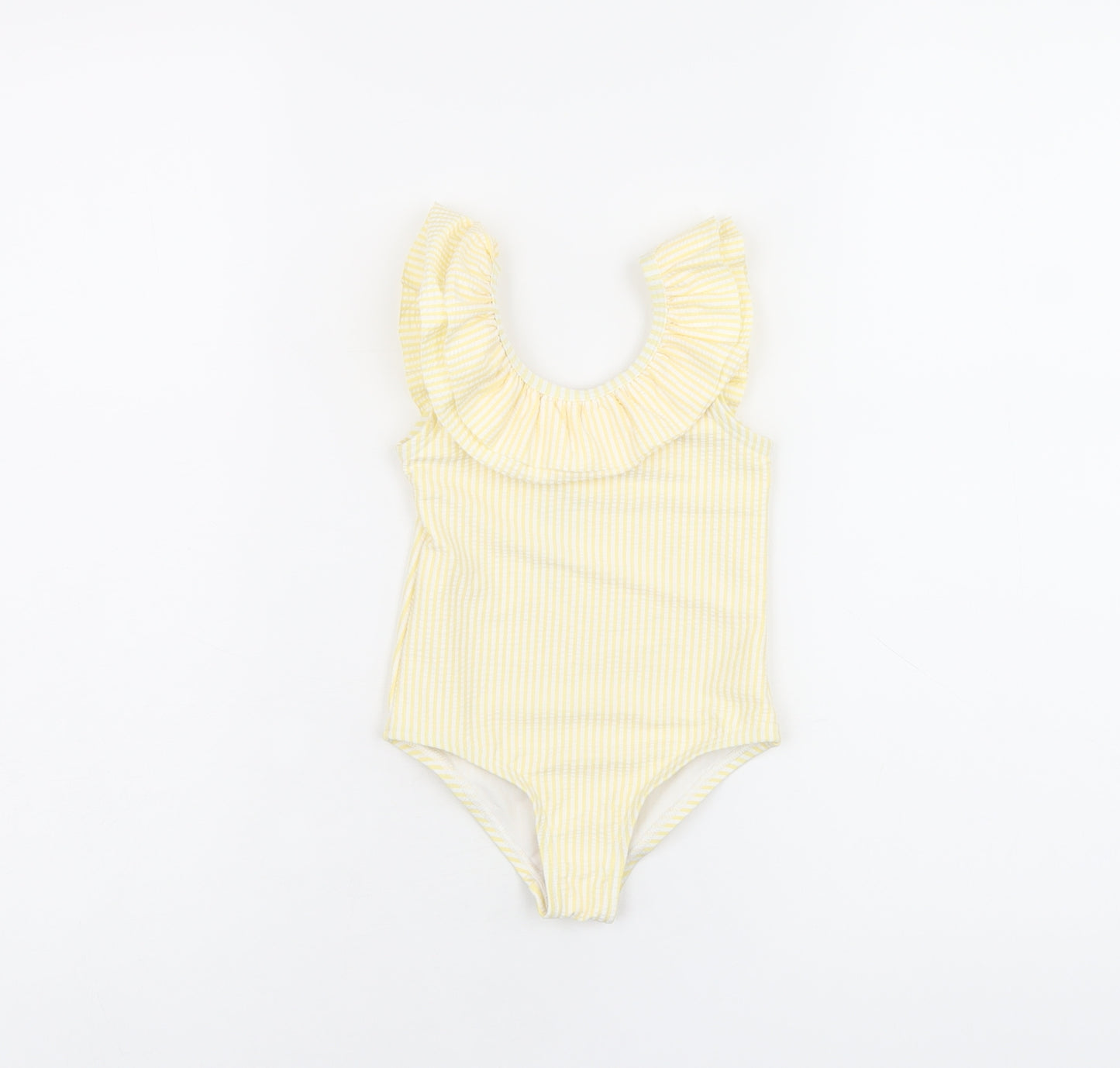 Marks and Spencer Girls Yellow Striped Polyester Bodysuit Outfit/Set Size 9-12 Months Pullover - Swimming Costume