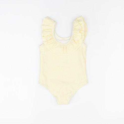 Marks and Spencer Girls Yellow Striped Polyester Bodysuit Outfit/Set Size 9-12 Months Pullover - Swimming Costume