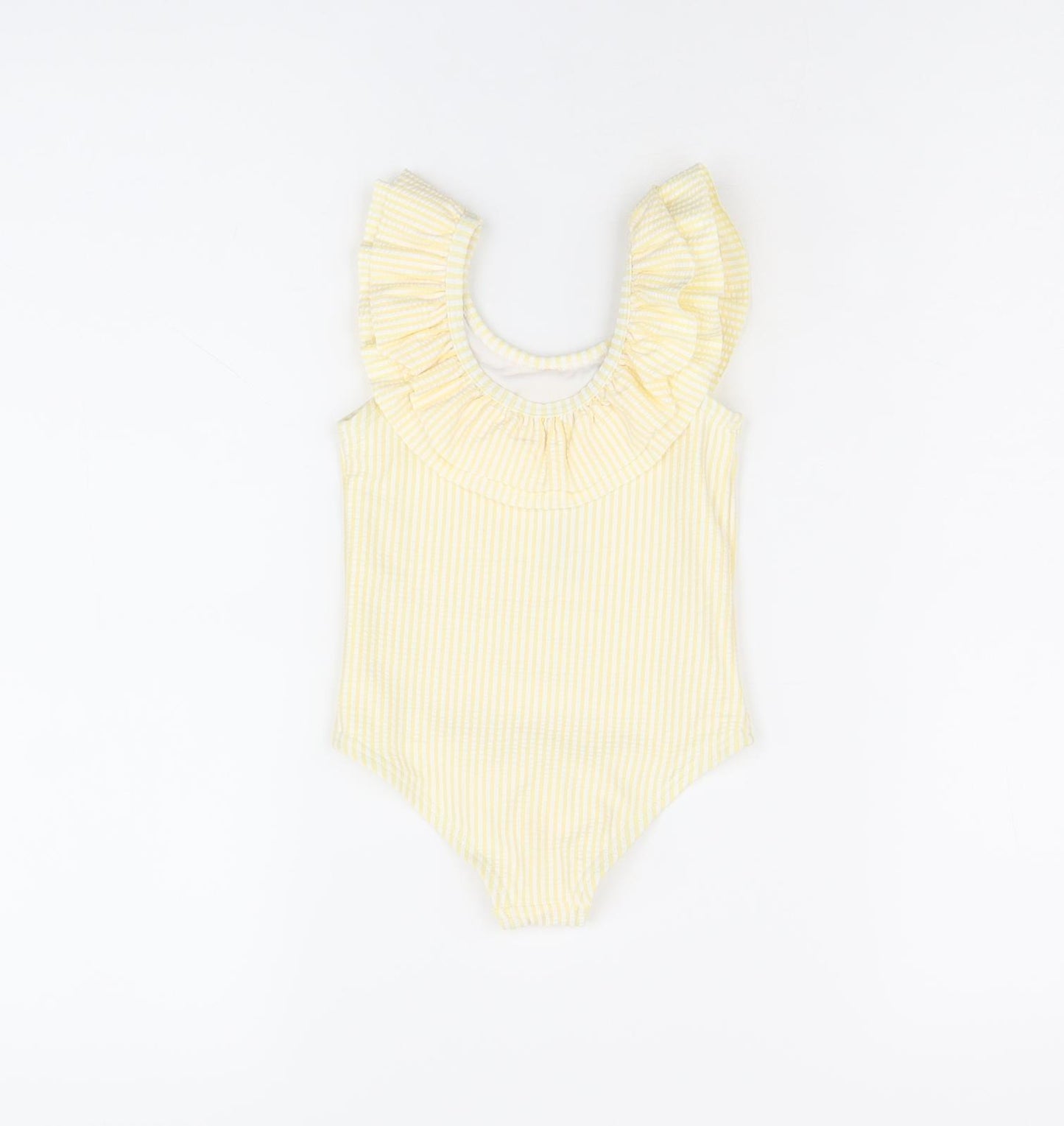 Marks and Spencer Girls Yellow Striped Polyester Bodysuit Outfit/Set Size 9-12 Months Pullover - Swimming Costume