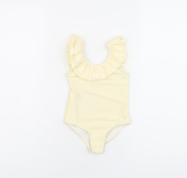 Marks and Spencer Girls Yellow Striped Polyester Bodysuit Outfit/Set Size 12-18 Months Pullover - Swimming Costume