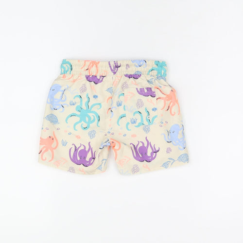 Marks and Spencer Boys Beige Geometric Polyester Shorts Outfit/Set Size 12-18 Months Drawstring - Swim Short, Octopus Print