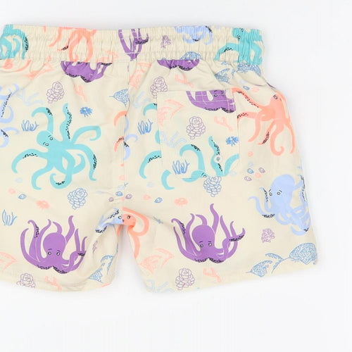 Marks and Spencer Boys Beige Geometric Polyester Shorts Outfit/Set Size 12-18 Months Drawstring - Swim Short, Octopus Print