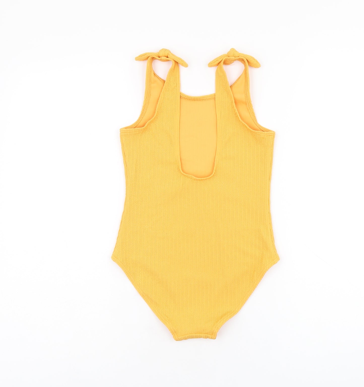 Marks and Spencer Girls Orange Polyester Bodysuit One-Piece Size 9-10 Years Pullover - Swimming Costume