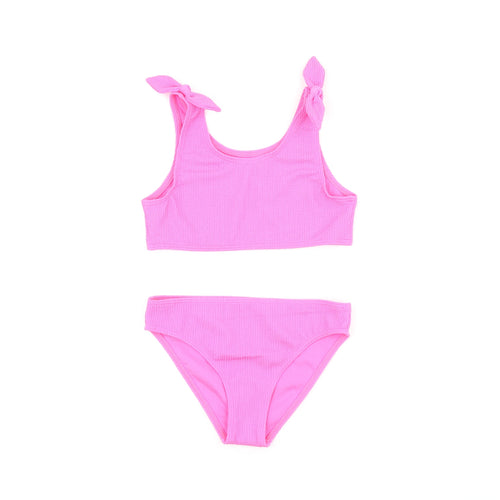 Marks and Spencer Girls Pink Polyester Bodysuit Outfit/Set Size 10-11 Years Pullover - Bikini Set