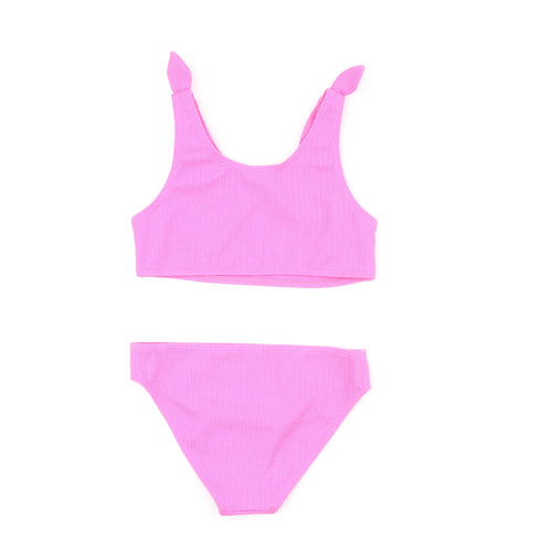 Marks and Spencer Girls Pink Polyester Bodysuit Outfit/Set Size 10-11 Years Pullover - Bikini Set