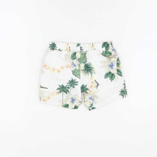Marks and Spencer Boys White Floral Polyester Shorts Outfit/Set Size 6-9 Months Drawstring - Swim Short