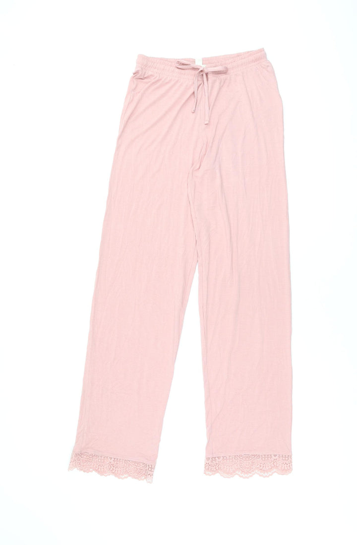 Marks and Spencer Womens Pink Solid Viscose Top Pyjama Pants Size XS Drawstring