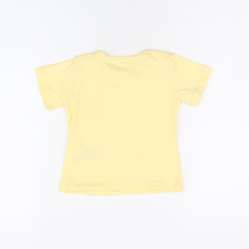 Marks and Spencer Baby Yellow Cotton Basic T-Shirt Size 6-9 Months Round Neck Snap - Bring Your Own Sunshine