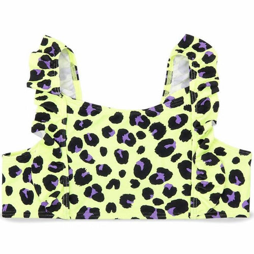 Marks and Spencer Girls Green Animal Print Polyamide Cropped T-Shirt Size 12-13 Years Square Neck Pullover - Bikini Top
