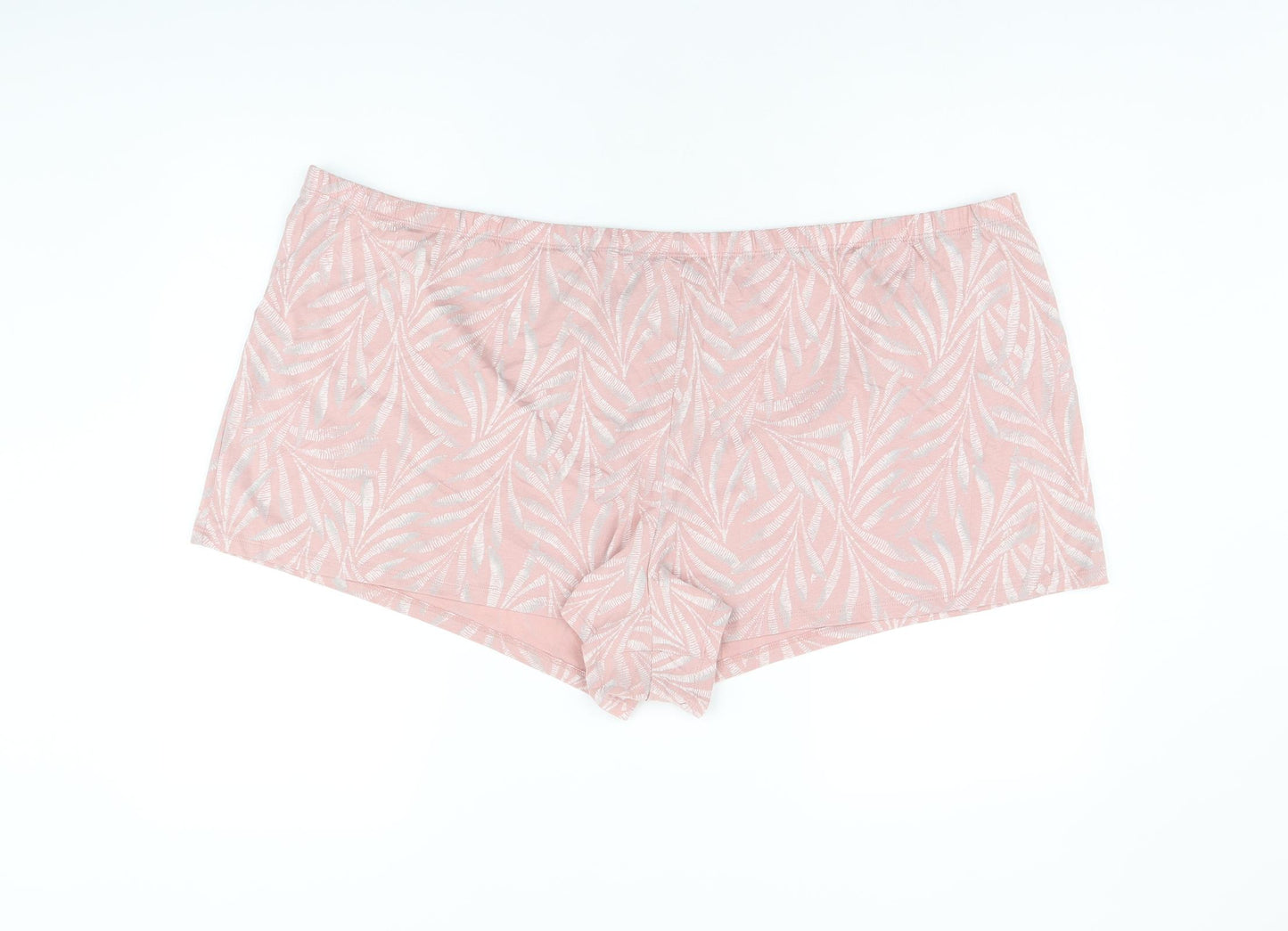 Marks and Spencer Womens Pink Geometric Cotton Babydoll Sleep Shorts Size 2XL