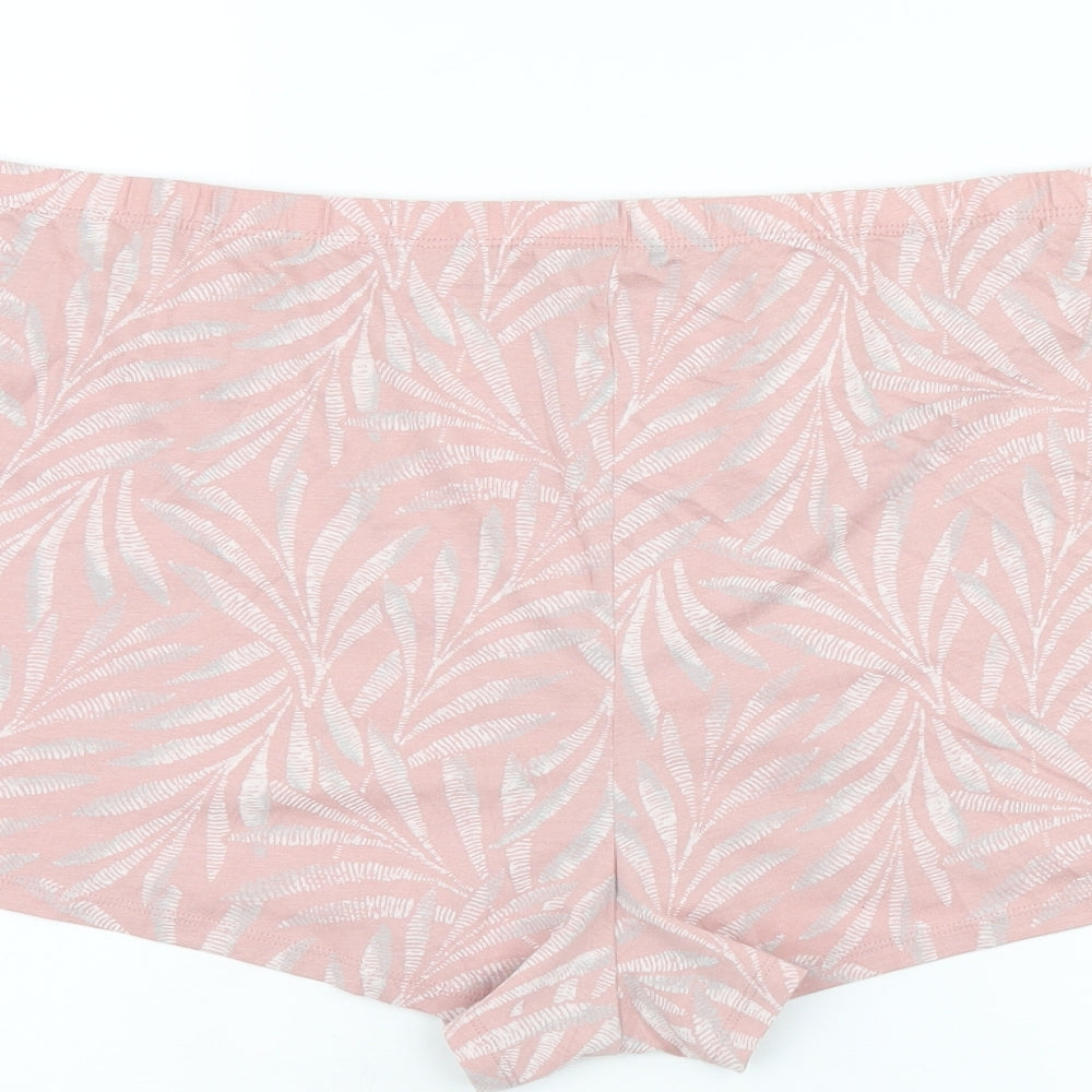 Marks and Spencer Womens Pink Geometric Cotton Babydoll Sleep Shorts Size 2XL
