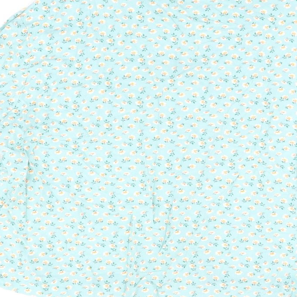 Marks and Spencer Womens Blue Floral Viscose Basic Button-Up Size 16 Collared