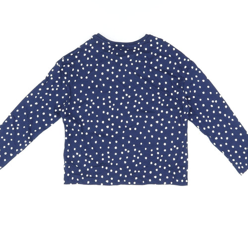 Marks and Spencer Girls Blue Polka Dot Cotton Basic T-Shirt Size 4-5 Years Round Neck Pullover