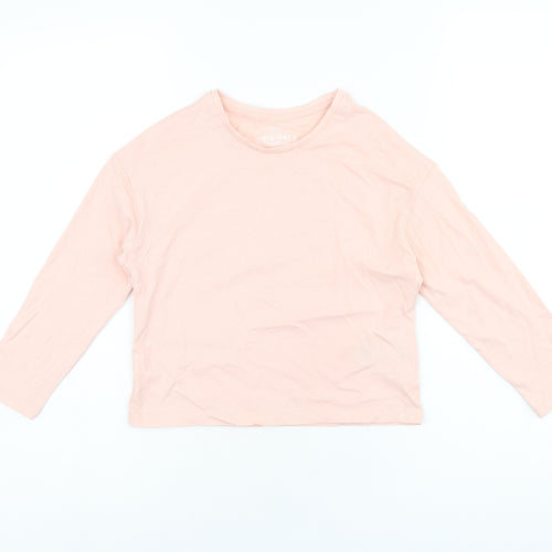 Marks and Spencer Girls Pink Cotton Basic T-Shirt Size 4-5 Years Round Neck Pullover