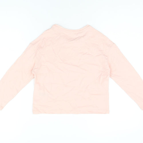 Marks and Spencer Girls Pink Cotton Basic T-Shirt Size 4-5 Years Round Neck Pullover